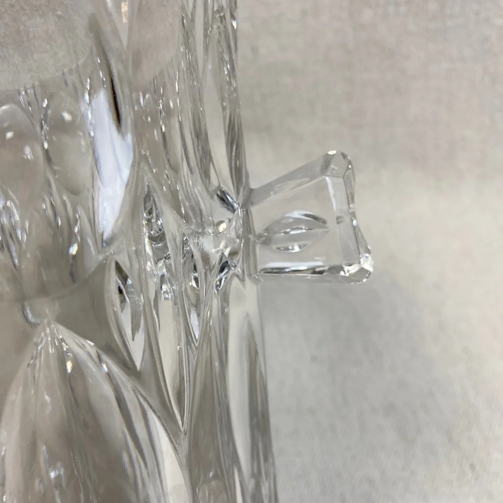 Vintage Glass Crystal ice bucket MCM Geometric ovals